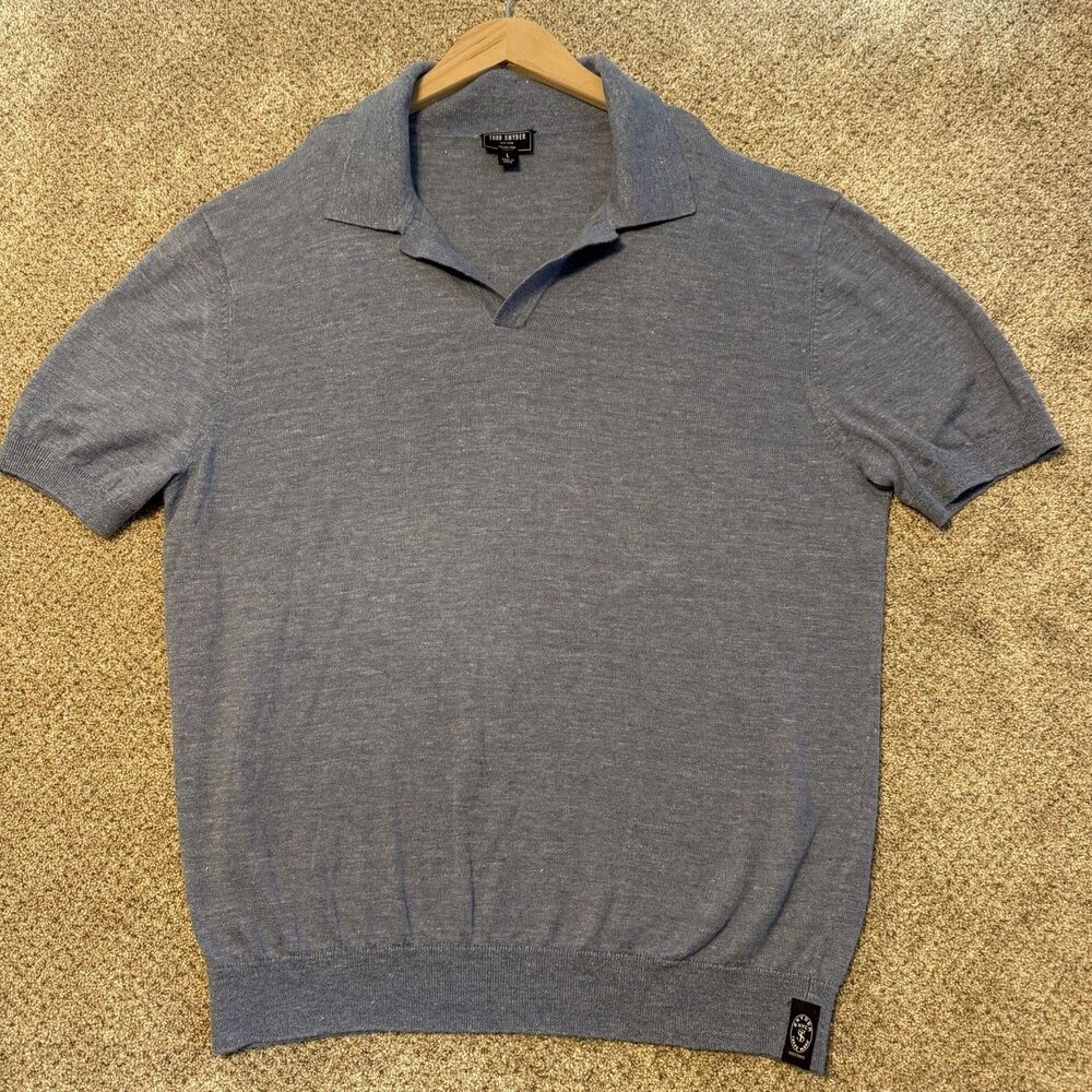 Todd Snyder Sweater Tide Montauk Polo L Linen Cotton Steel Blue Shirt Italian
